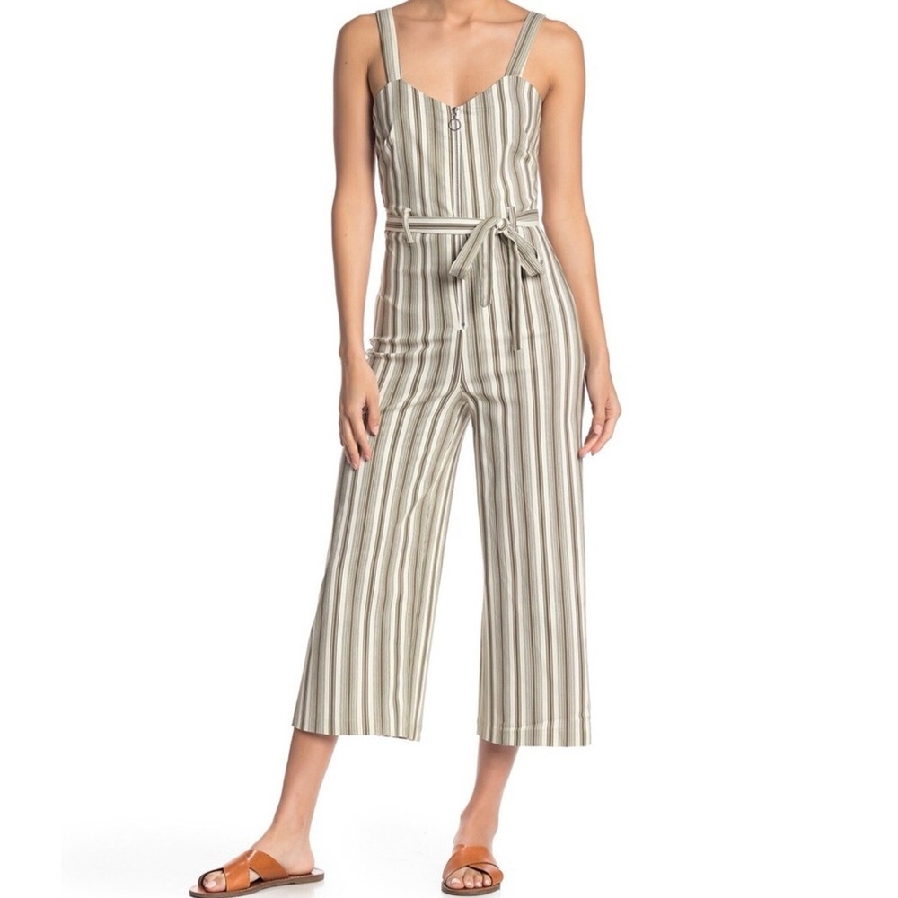 NEW Romeo & Juliet Couture Large L Black White Striped Jumpsuit Wide Leg Women's